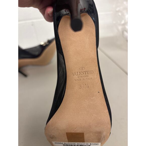 Valentino Sz 37 1/2 90mm Rockstud Black Mesh Pointed Toe Stiletto Ankle Boots - Picture 7 of 7